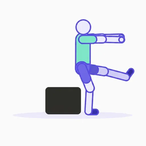 Box Pistol Squats, phase 1 of 2