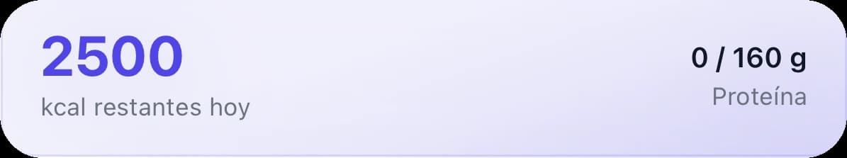Tarjeta de Kolibi con el objetivo diario de calorías